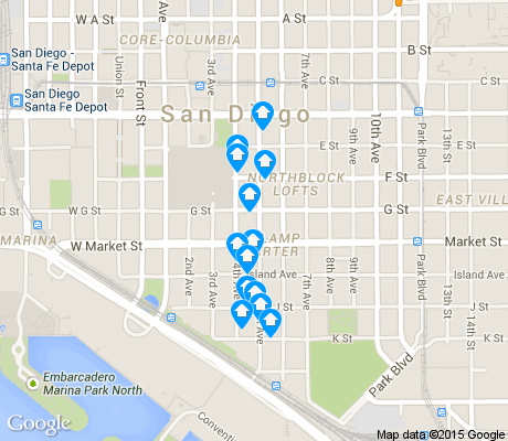 map of Gaslamp Quarter apartments for rent