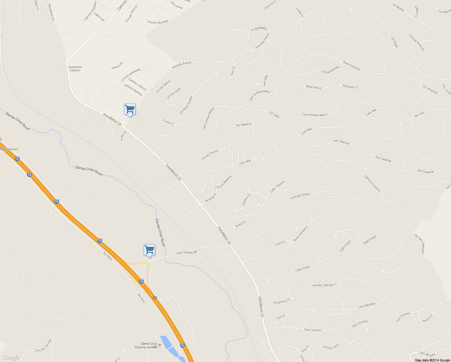 map of restaurants, bars, coffee shops, grocery stores, and more near 1663 Círculo Ballena in Rio Rico