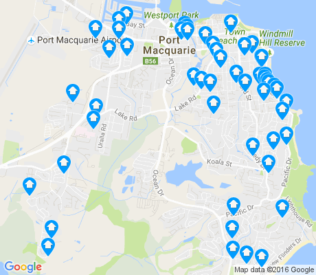 map of Port Macquarie apartments for rent