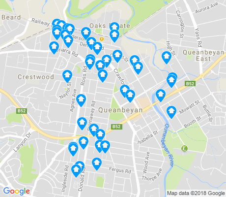 map of Queanbeyan apartments for rent