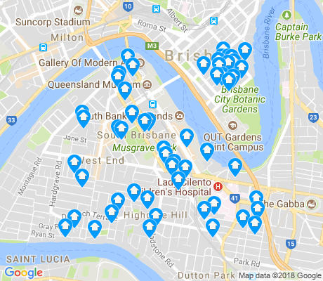 map of South Brisbane apartments for rent