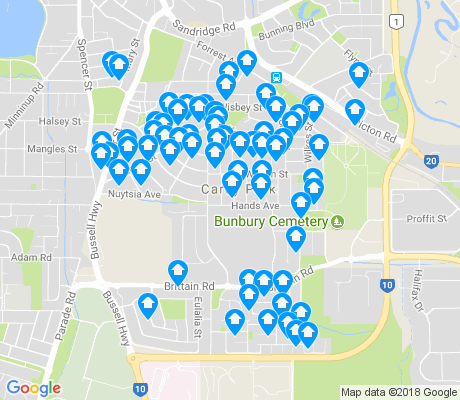 map of Carey Park apartments for rent