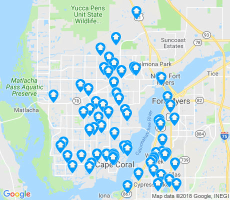 map of Cape Coral apartments for rent