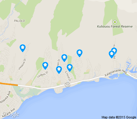 map of Kuliouou-Kalani Iki apartments for rent
