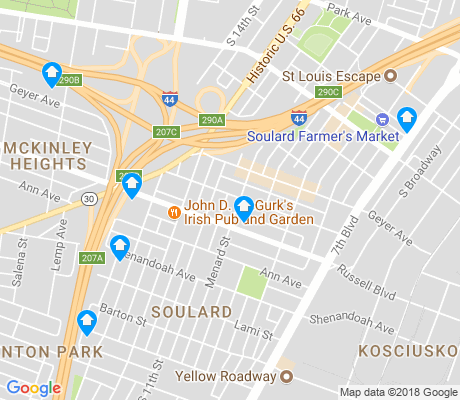 map of Soulard apartments for rent