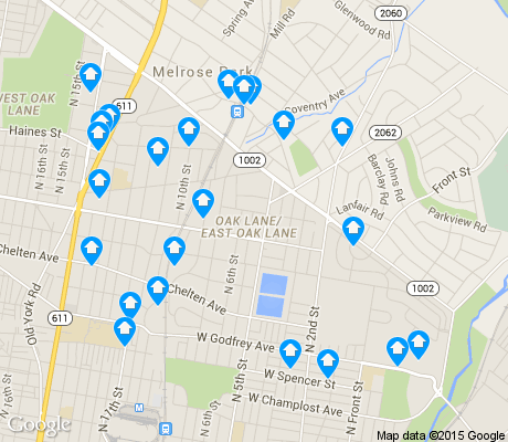 map of East Oak Lane apartments for rent