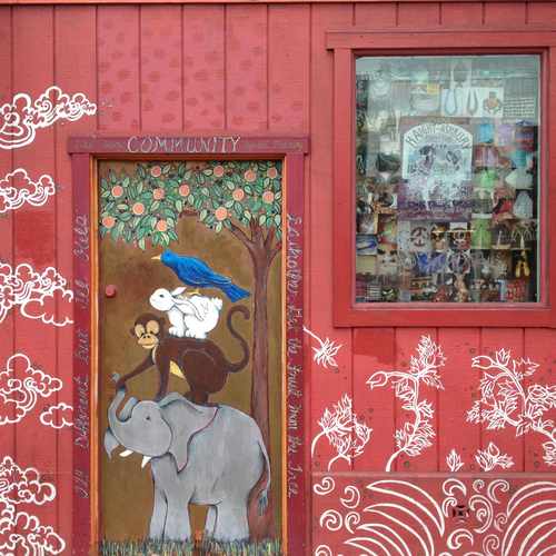 photo of Painted Door Beside Tibetan Gift Cornet at 1560 Haight Street San Francisco CA 94117