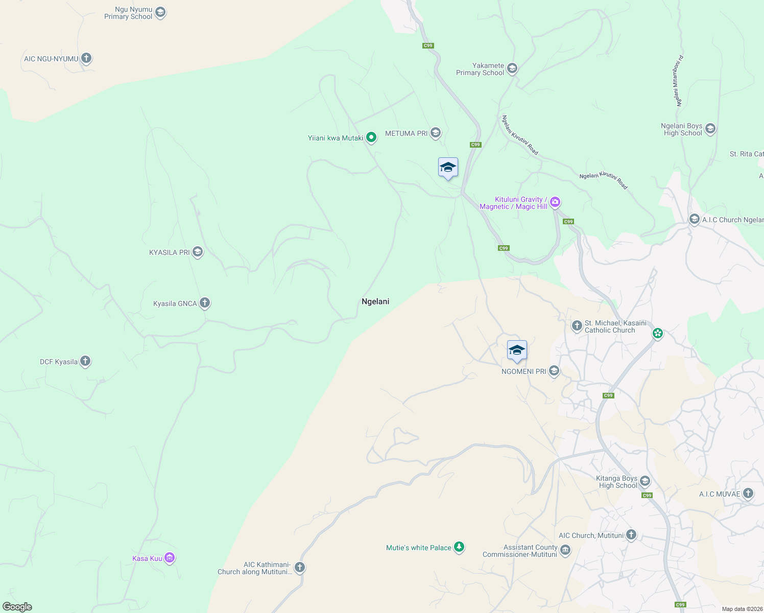 map of restaurants, bars, coffee shops, grocery stores, and more near Unnamed Road in Ngelani