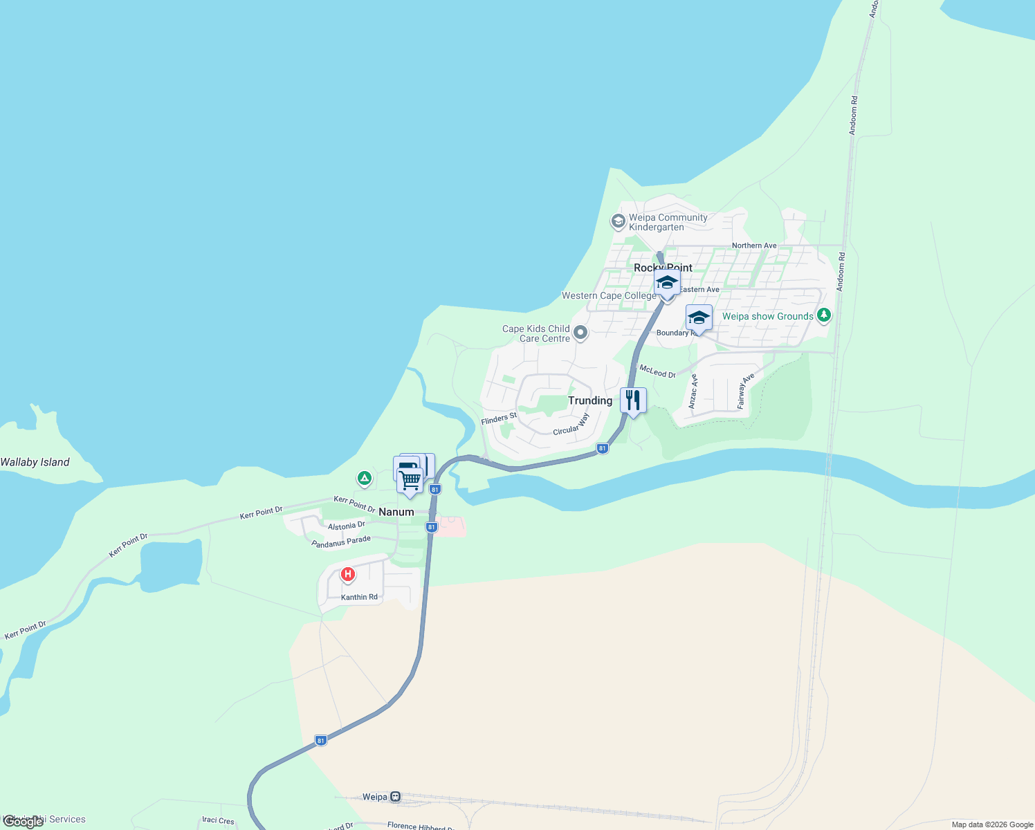 map of restaurants, bars, coffee shops, grocery stores, and more near in Trunding