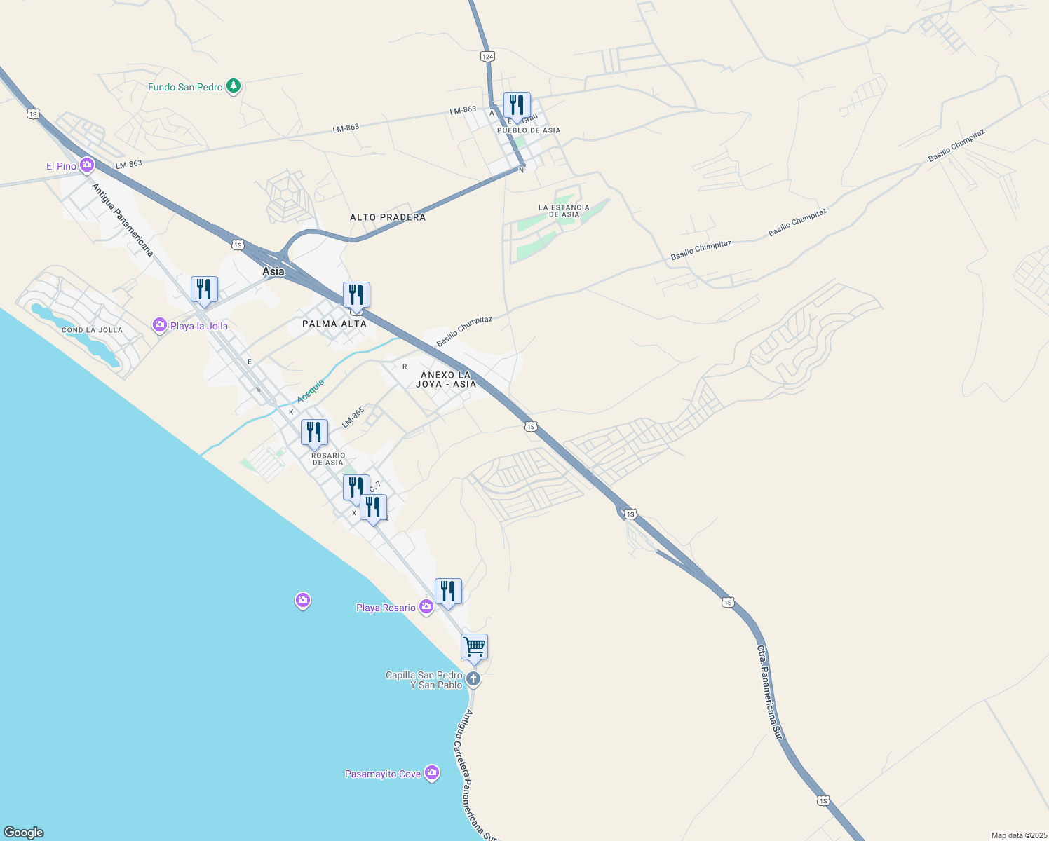 map of restaurants, bars, coffee shops, grocery stores, and more near in 