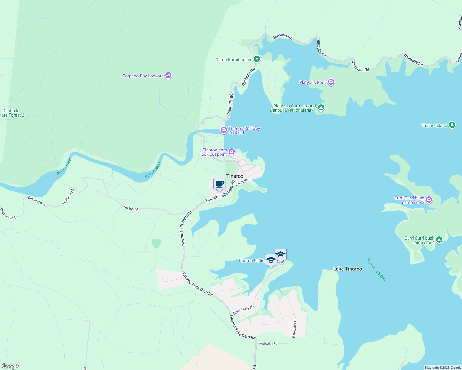 map of restaurants, bars, coffee shops, grocery stores, and more near 2 Lamb St in Tinaroo