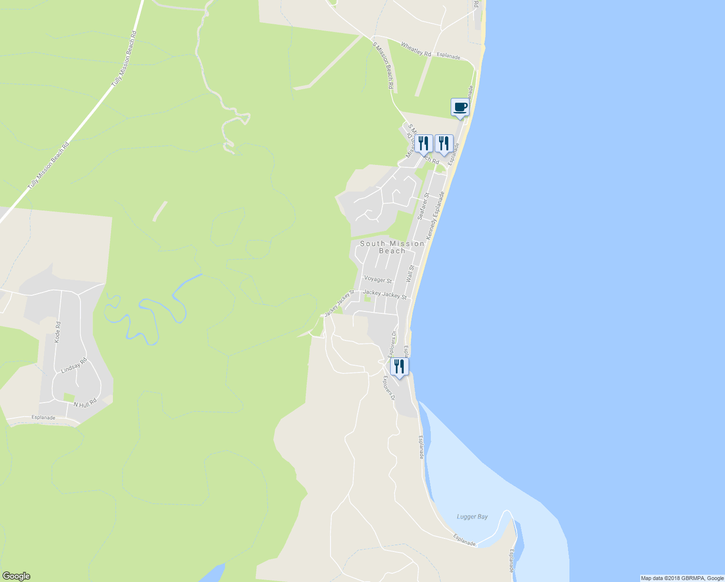 map of restaurants, bars, coffee shops, grocery stores, and more near 22 Jackey Jackey Street in South Mission