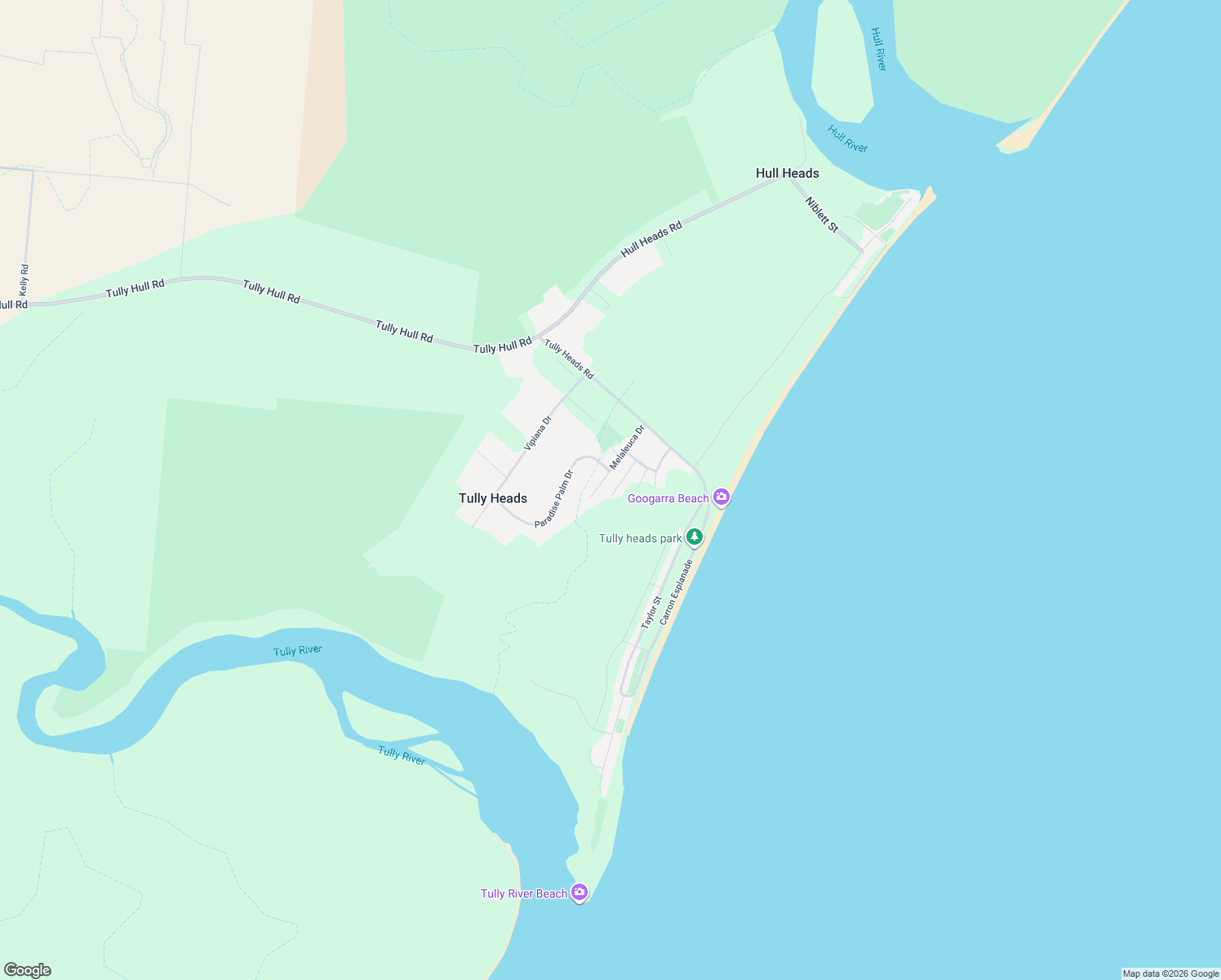 map of restaurants, bars, coffee shops, grocery stores, and more near 19 Casuarina Street in Tully Heads