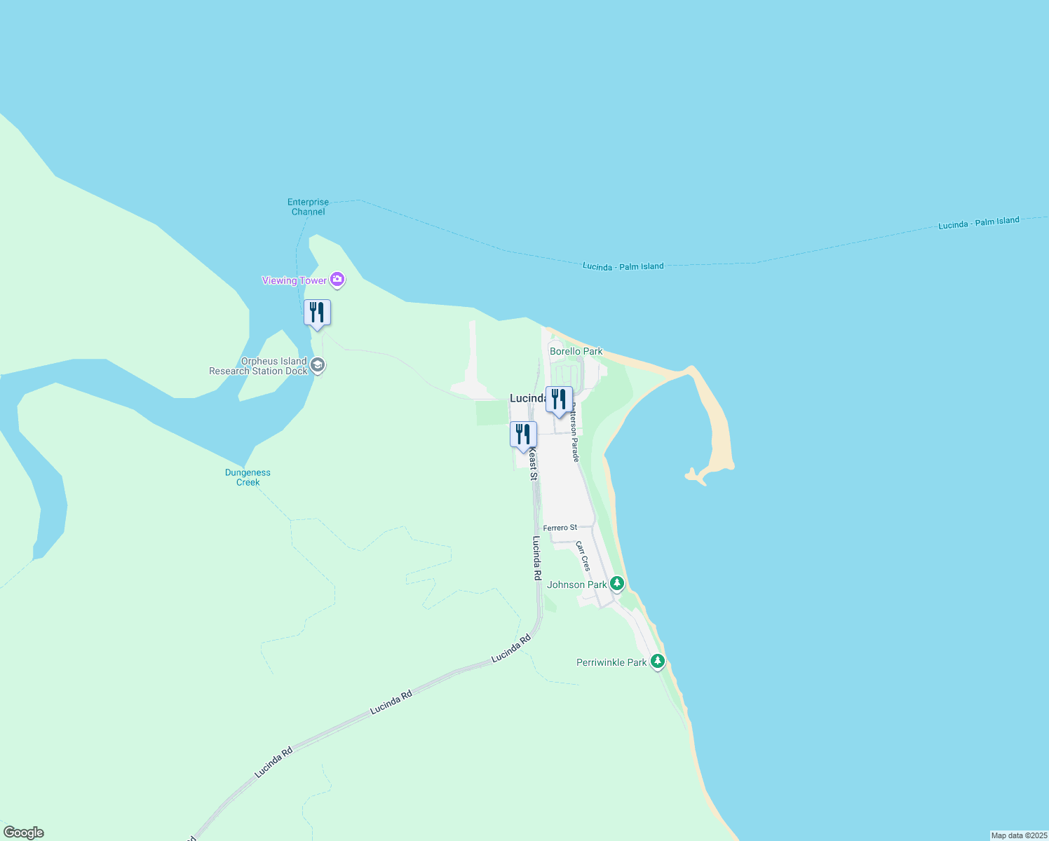 map of restaurants, bars, coffee shops, grocery stores, and more near 14 Keast Street in Lucinda