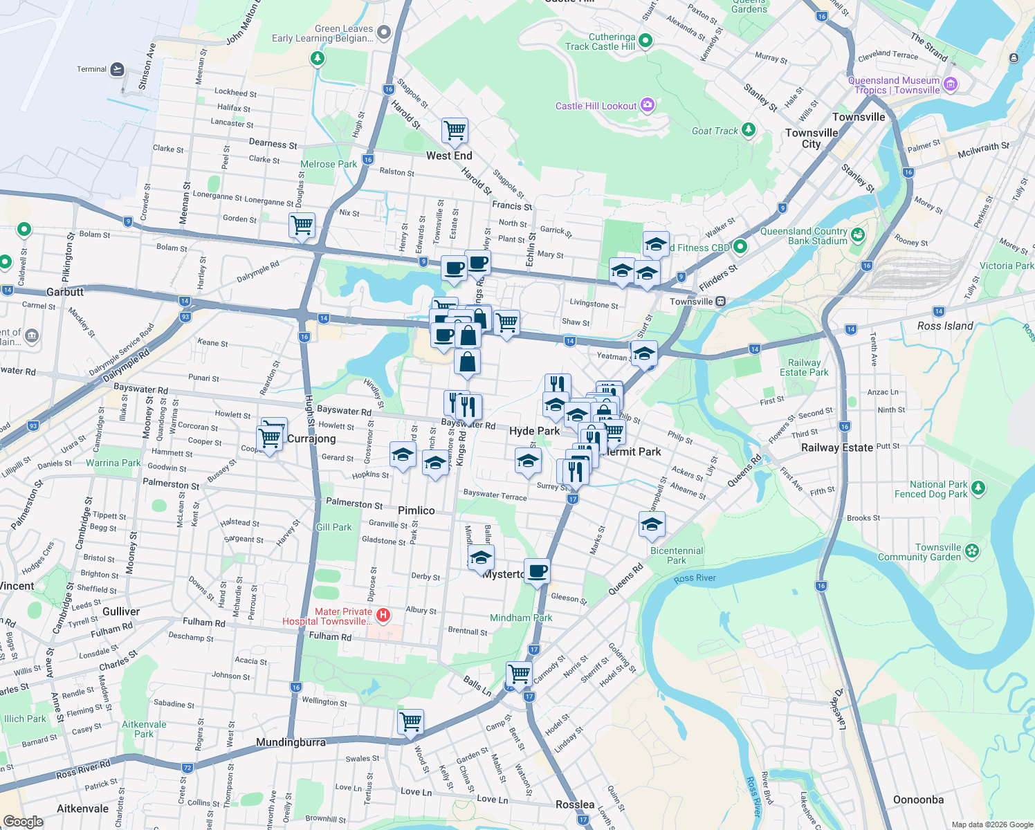 map of restaurants, bars, coffee shops, grocery stores, and more near 10 Westbourne Street in Hyde Park