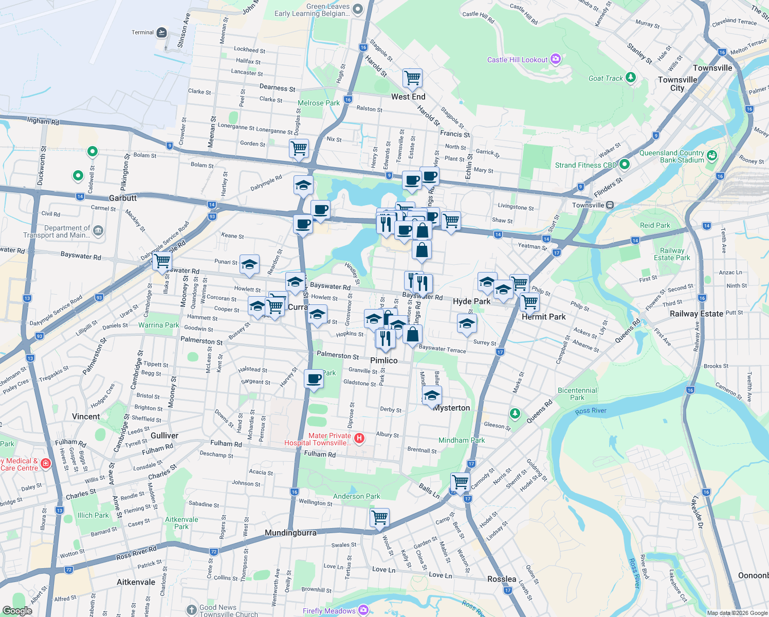 map of restaurants, bars, coffee shops, grocery stores, and more near 14 Latchford Street in Pimlico