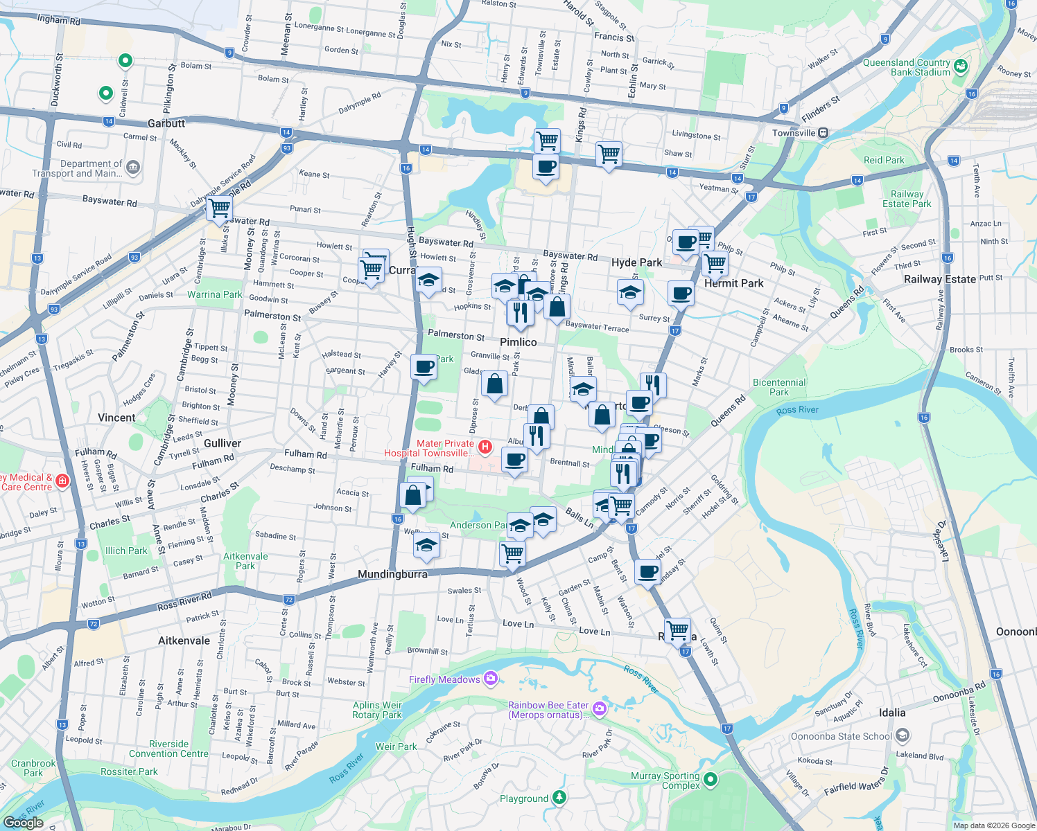 map of restaurants, bars, coffee shops, grocery stores, and more near 38 Park Street in Pimlico