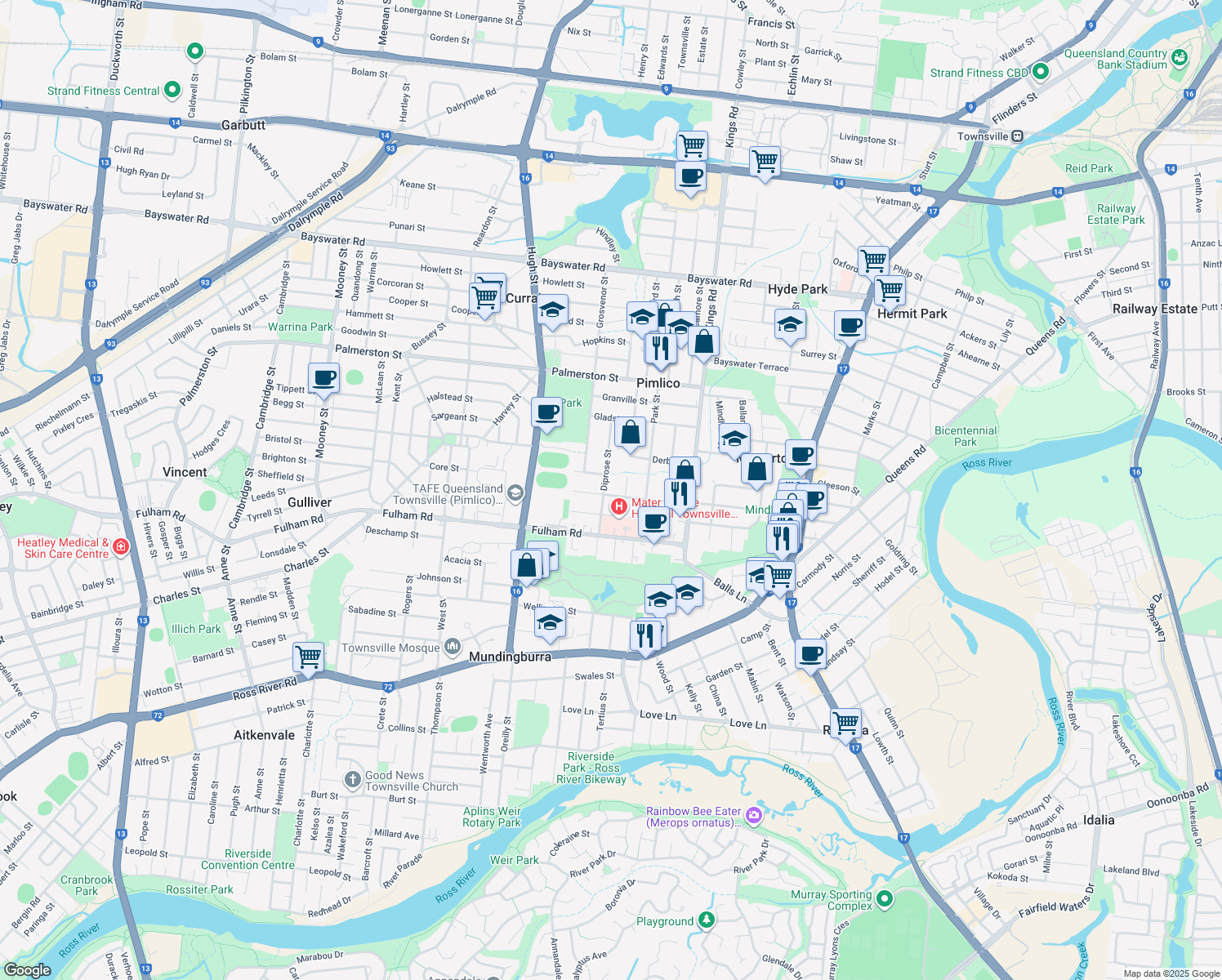map of restaurants, bars, coffee shops, grocery stores, and more near 51 Albury Street in Pimlico