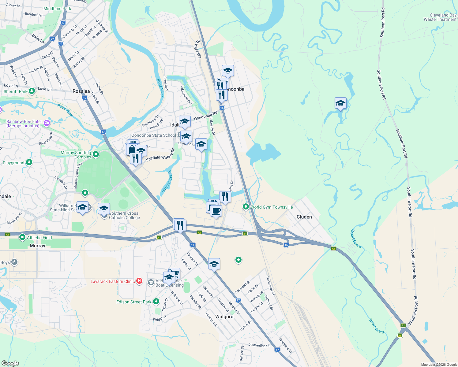 map of restaurants, bars, coffee shops, grocery stores, and more near 48 Twinview Terrace in Idalia