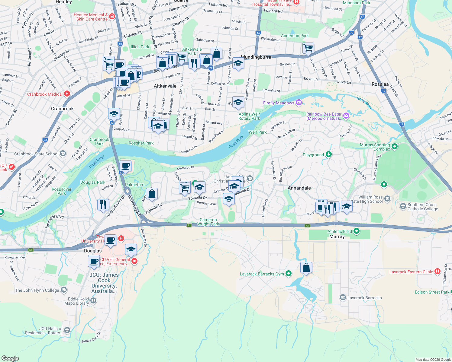 map of restaurants, bars, coffee shops, grocery stores, and more near 8 Zinnia Court in Annandale