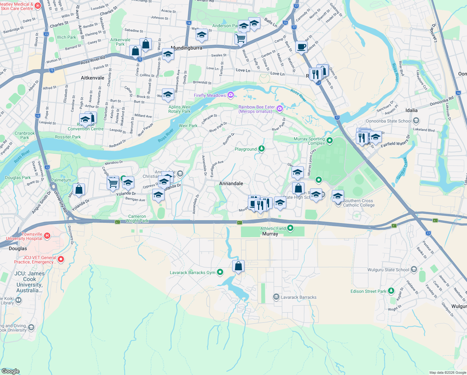 map of restaurants, bars, coffee shops, grocery stores, and more near 37 MacArthur Drive in Annandale
