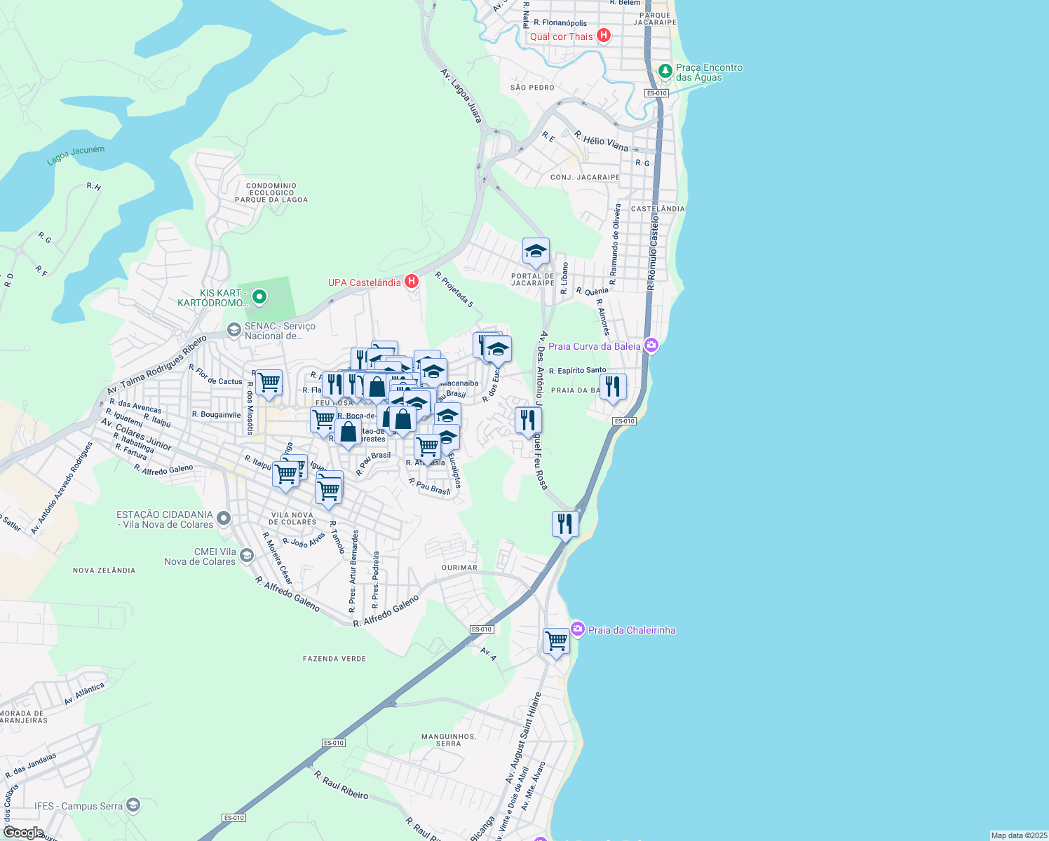 map of restaurants, bars, coffee shops, grocery stores, and more near 665 Avenida Desembargador Antônio José Miguel Feu Rosa in Serra