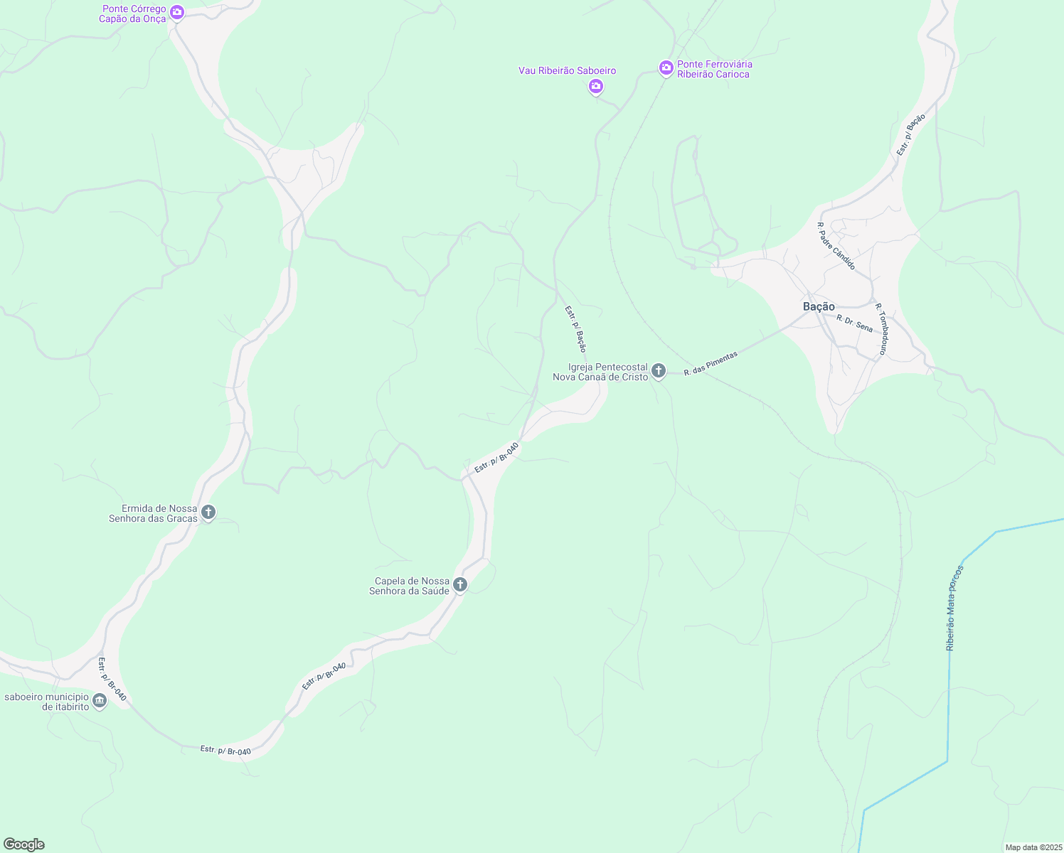 map of restaurants, bars, coffee shops, grocery stores, and more near 572 Estrada para Br-040 in Itabirito