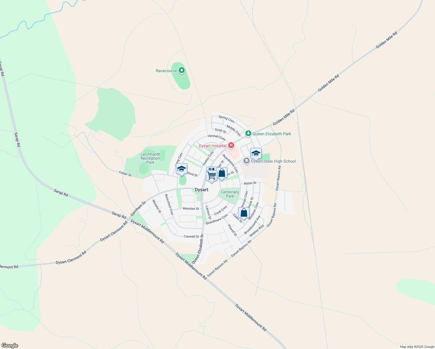 map of restaurants, bars, coffee shops, grocery stores, and more near 27 Shannon Crescent in Dysart