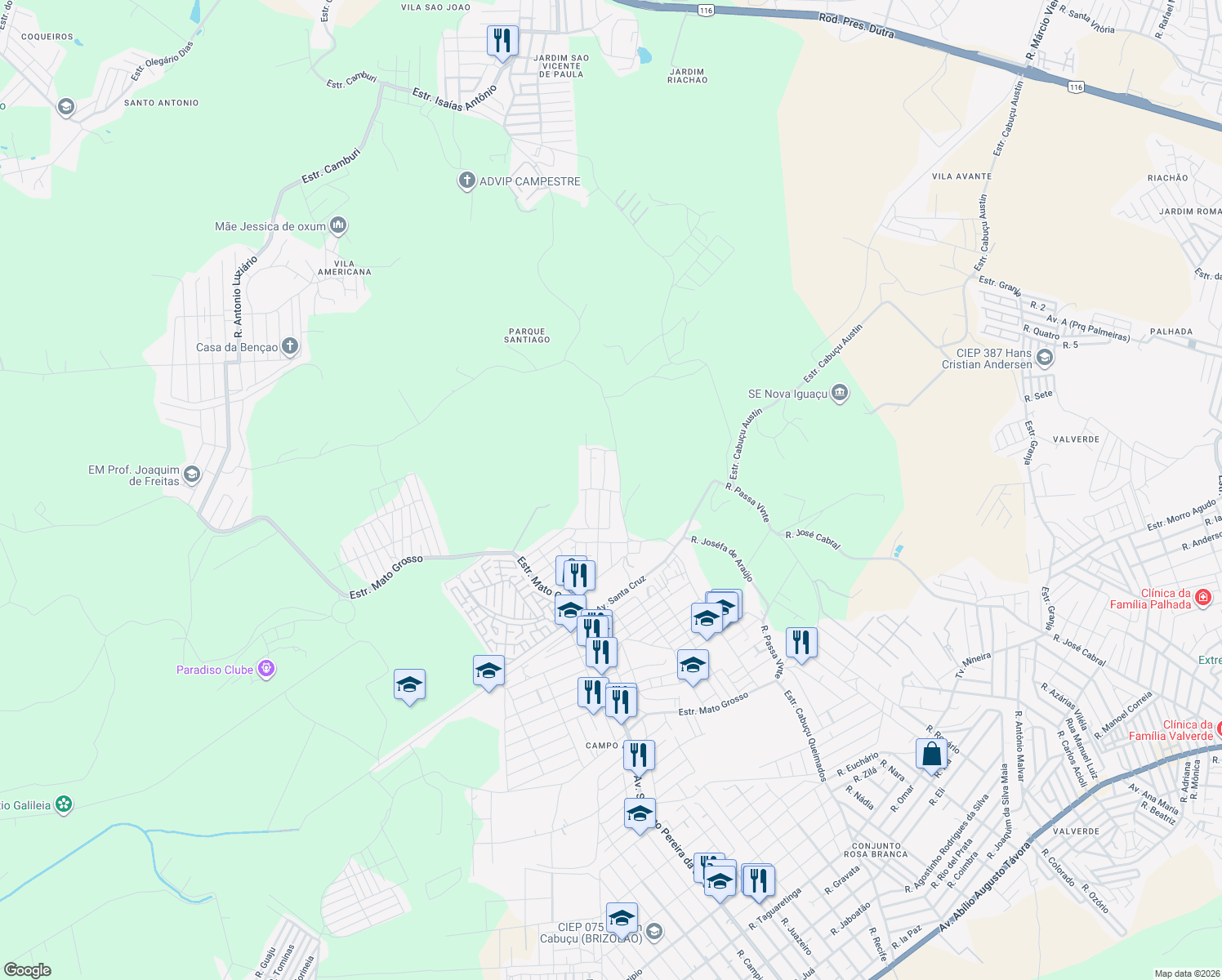 map of restaurants, bars, coffee shops, grocery stores, and more near 0 Rua Henrique Valadares in Nova Iguaçu