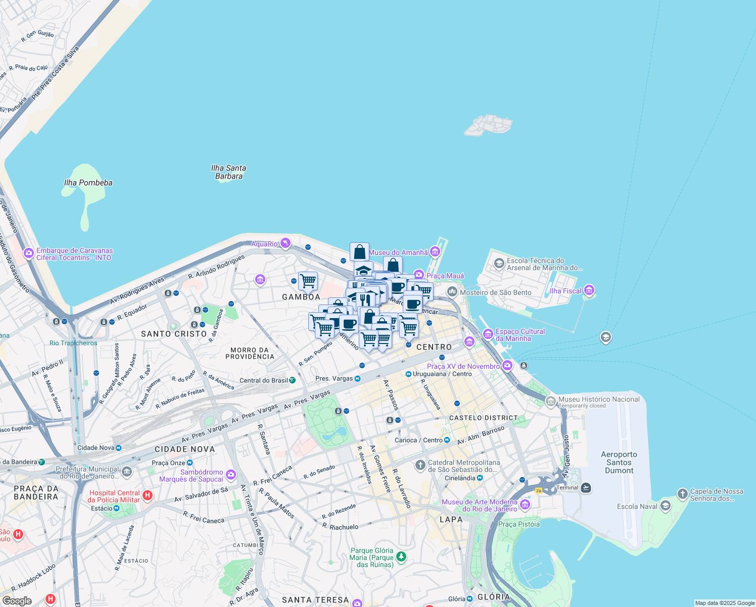 map of restaurants, bars, coffee shops, grocery stores, and more near in Rio de Janeiro