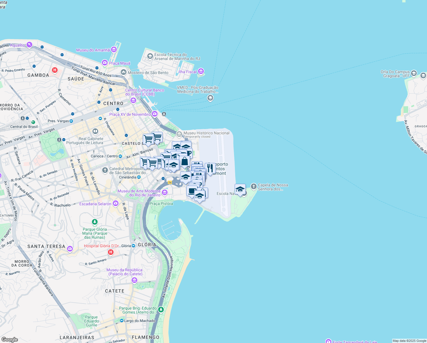 map of restaurants, bars, coffee shops, grocery stores, and more near s/n Praça Senador Salgado Filho in Rio de Janeiro