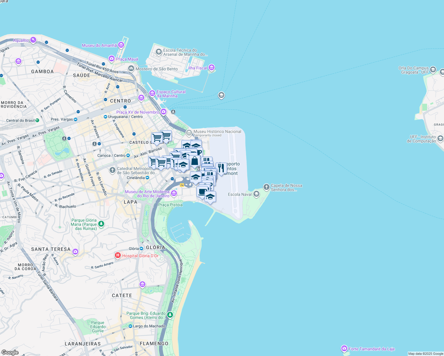 map of restaurants, bars, coffee shops, grocery stores, and more near s/n Praça Senador Salgado Filho in Rio de Janeiro
