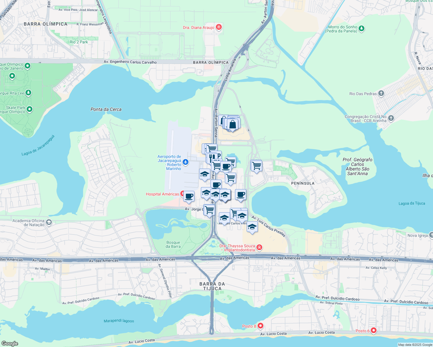 map of restaurants, bars, coffee shops, grocery stores, and more near in Rio de Janeiro