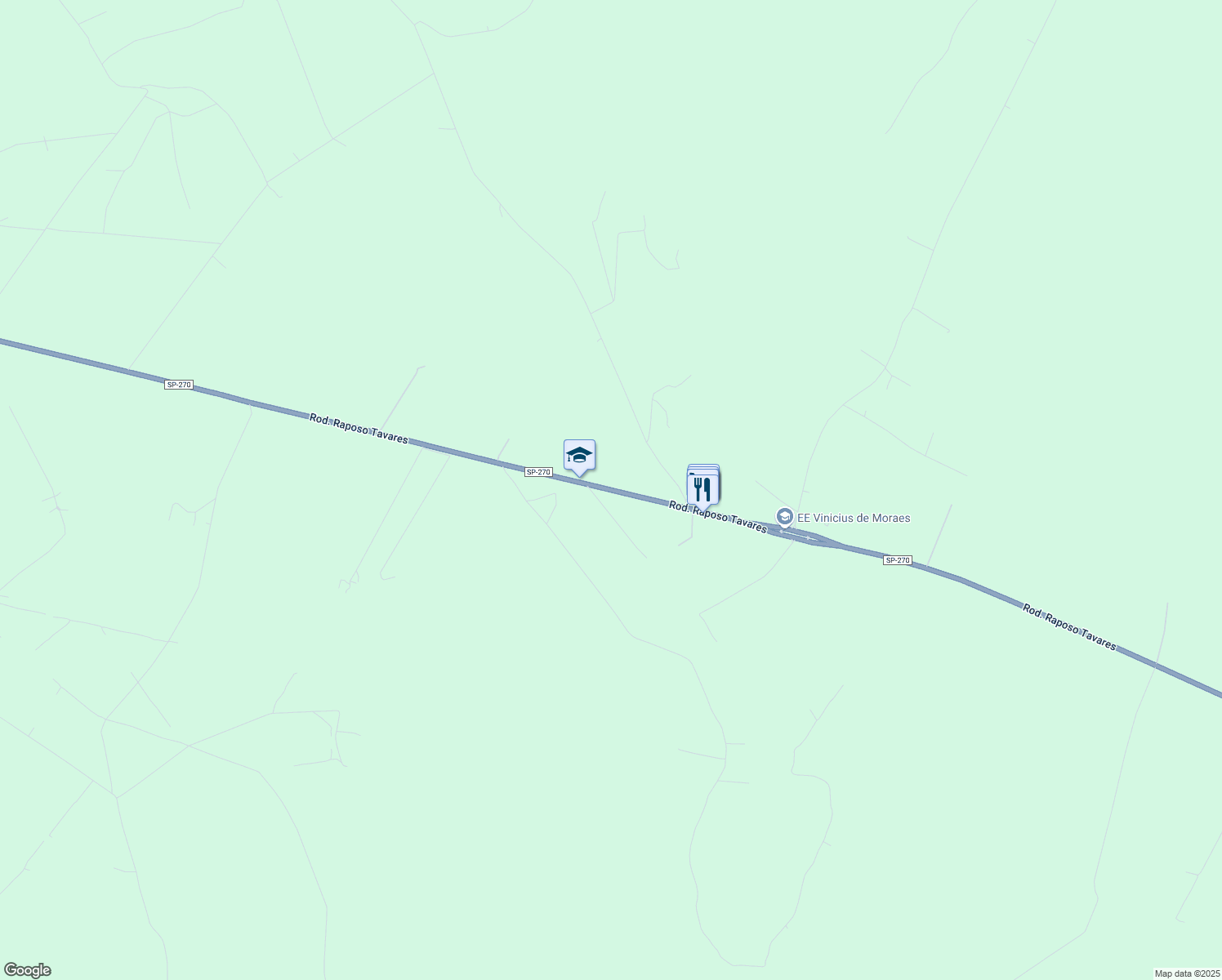 map of restaurants, bars, coffee shops, grocery stores, and more near SP-270 in Ipaussu