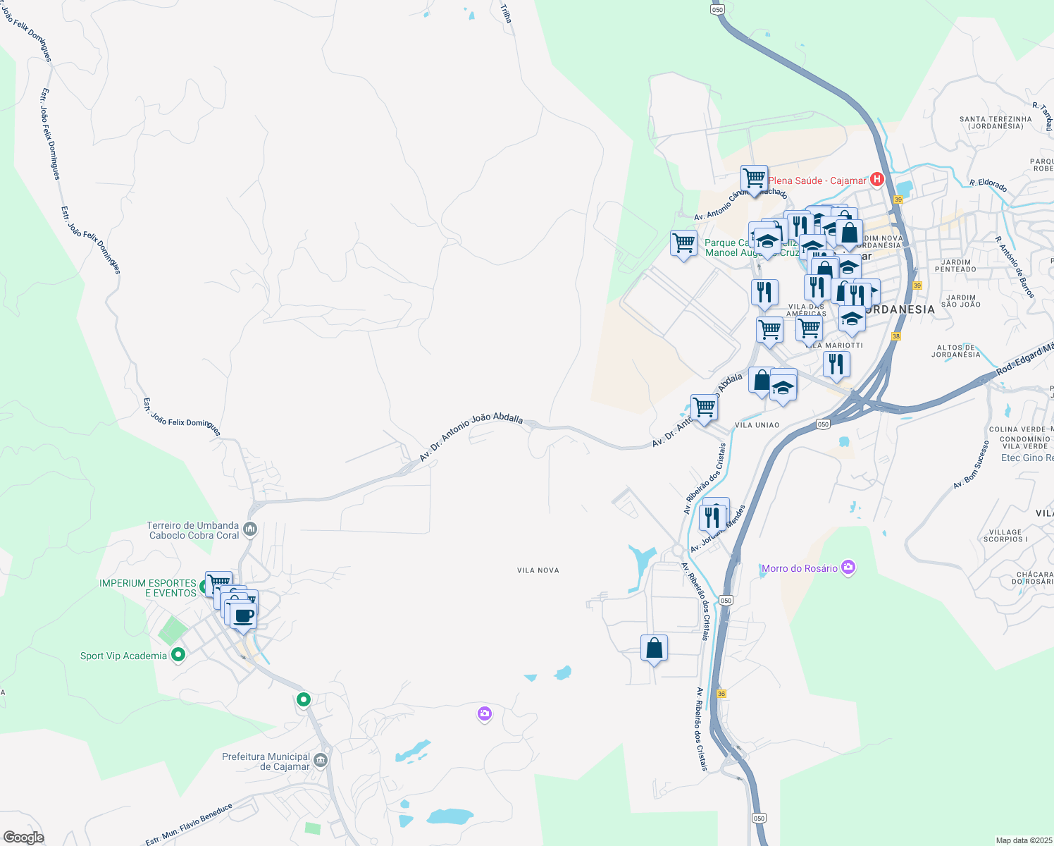 map of restaurants, bars, coffee shops, grocery stores, and more near 3333 Avenida Doutor Antonio João Abdalla in Cajamar