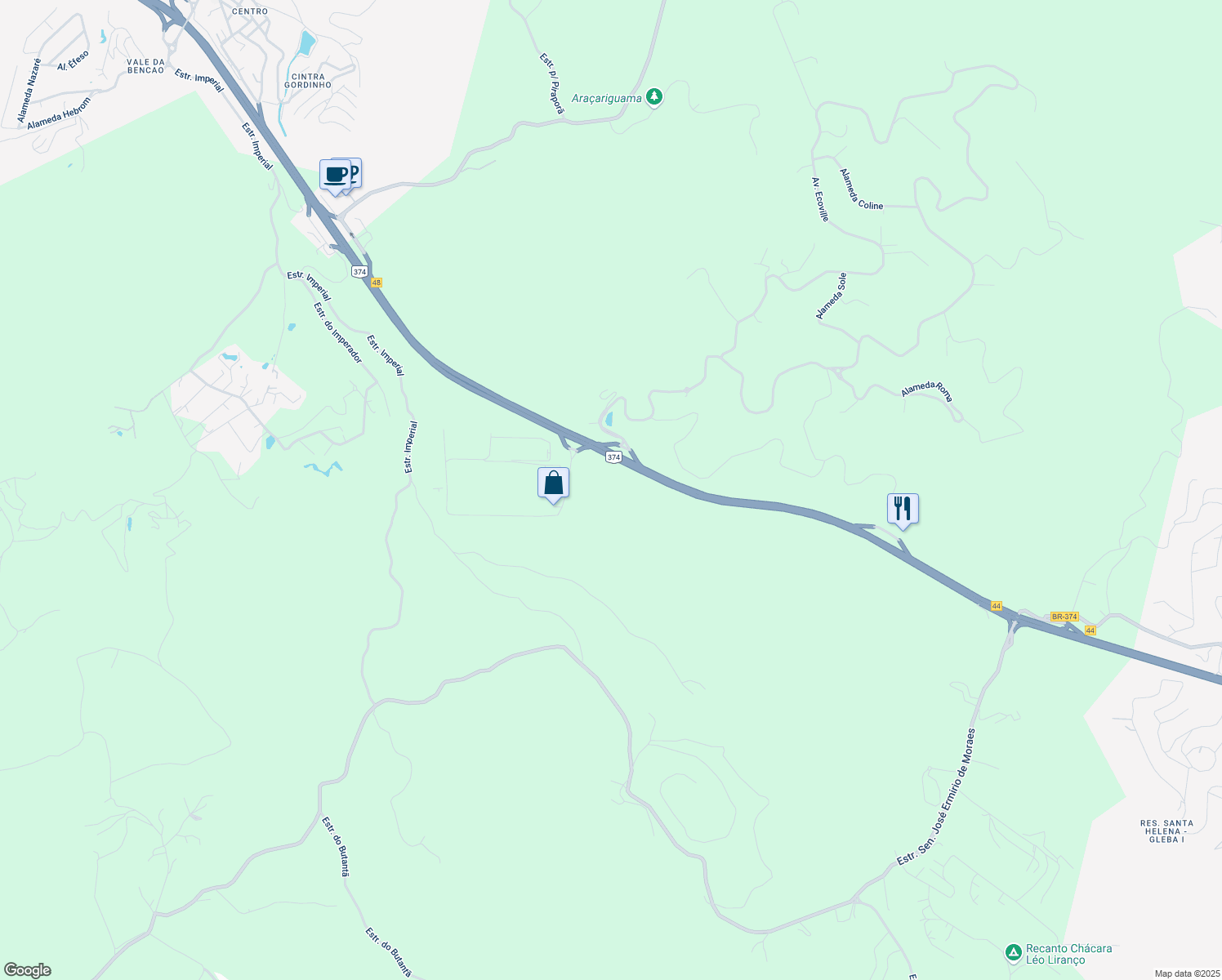 map of restaurants, bars, coffee shops, grocery stores, and more near Km 46 Rodovia Presidente Castello Branco in Araçariguama