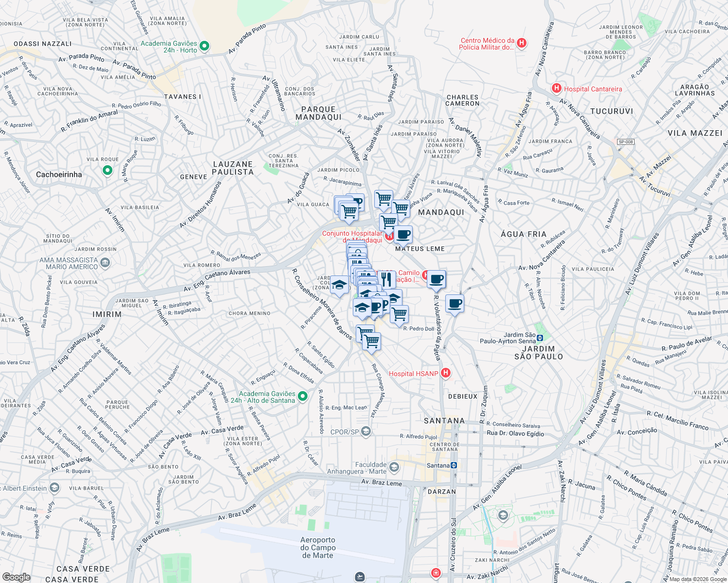 map of restaurants, bars, coffee shops, grocery stores, and more near 564 Rua Augusto Tolle in São Paulo