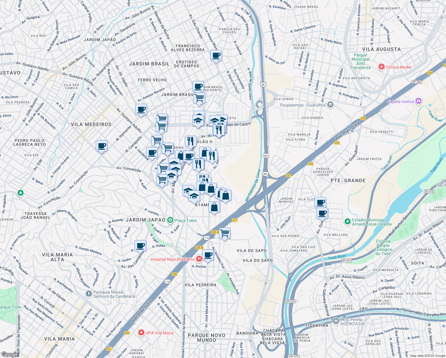 map of restaurants, bars, coffee shops, grocery stores, and more near 222 Rua Cabo Norberto Enrique Weber in Sao Paulo