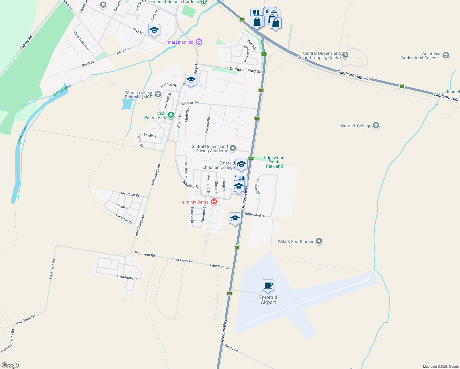 map of restaurants, bars, coffee shops, grocery stores, and more near 10 Guy Street in Emerald