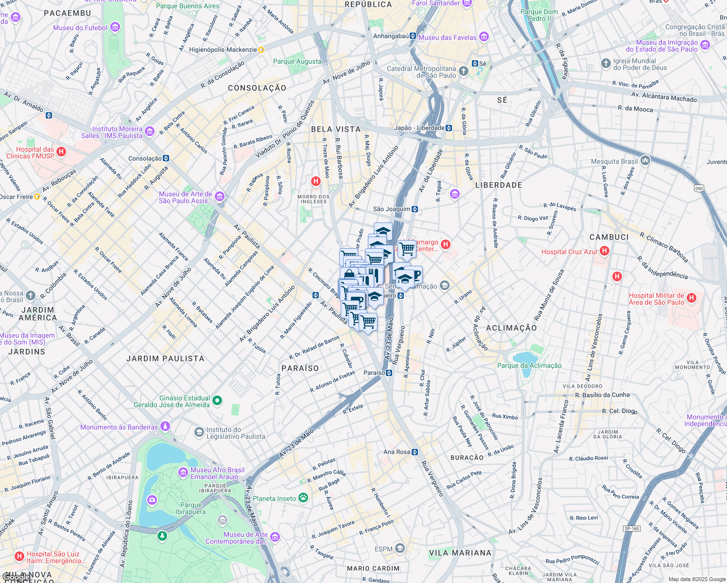 map of restaurants, bars, coffee shops, grocery stores, and more near 331 Rua João Julião in São Paulo