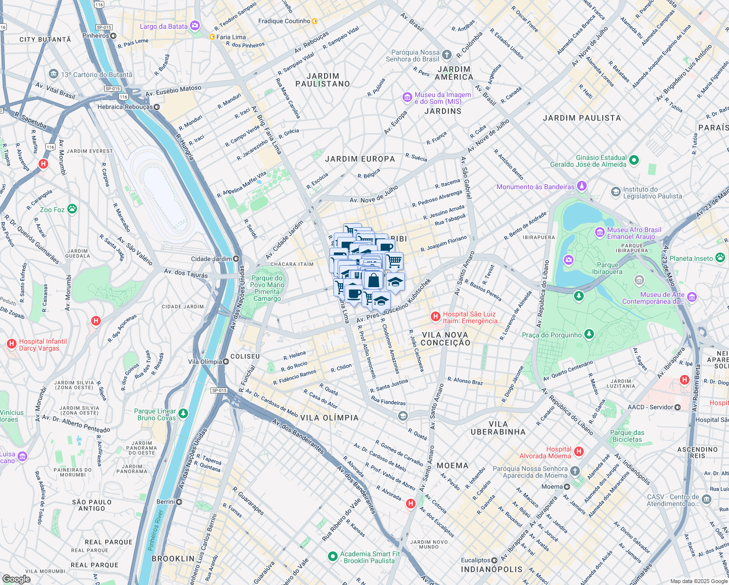 map of restaurants, bars, coffee shops, grocery stores, and more near 700 Rua Leopoldo Couto Magalhães Júnior in São Paulo