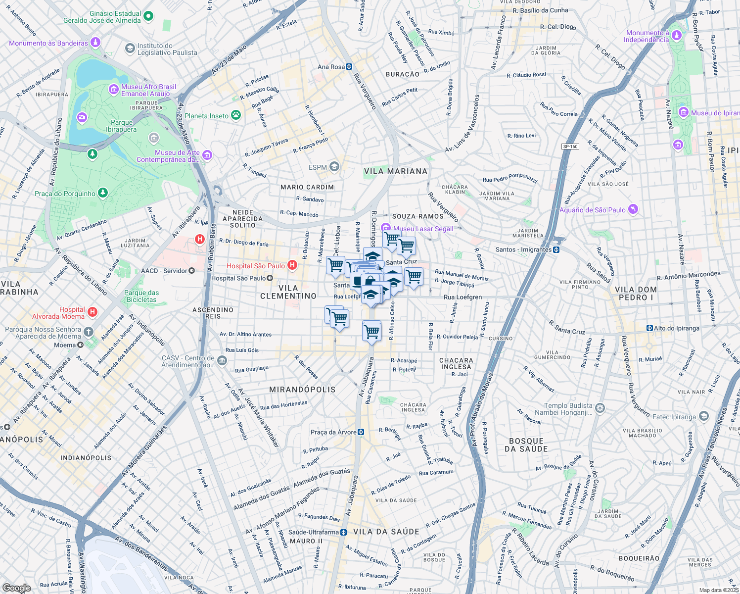 map of restaurants, bars, coffee shops, grocery stores, and more near 2668 Rua Domingos de Morais in São Paulo