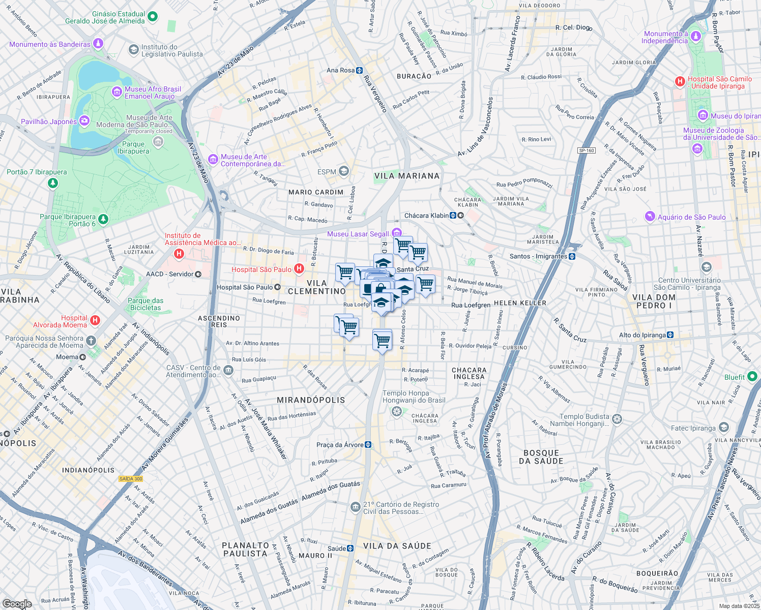 map of restaurants, bars, coffee shops, grocery stores, and more near 2668 Rua Domingos de Morais in São Paulo
