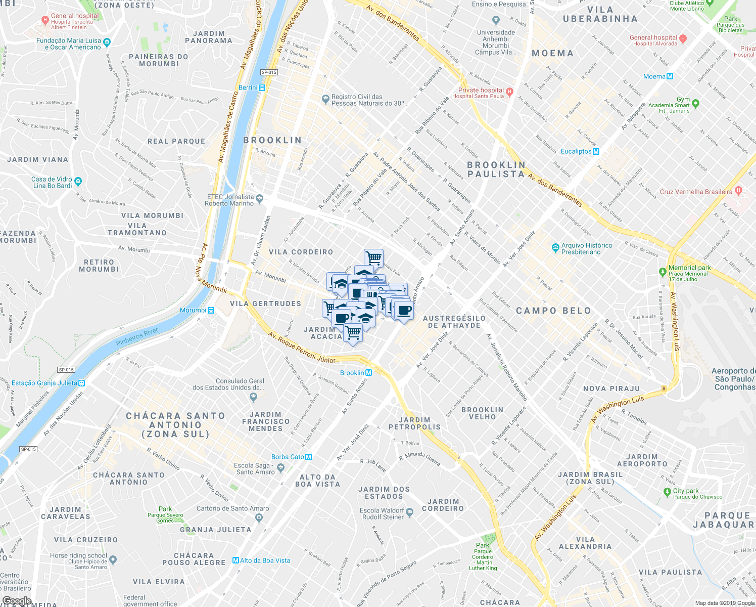 map of restaurants, bars, coffee shops, grocery stores, and more near 182 Rua Álvaro Rodrigues in São Paulo