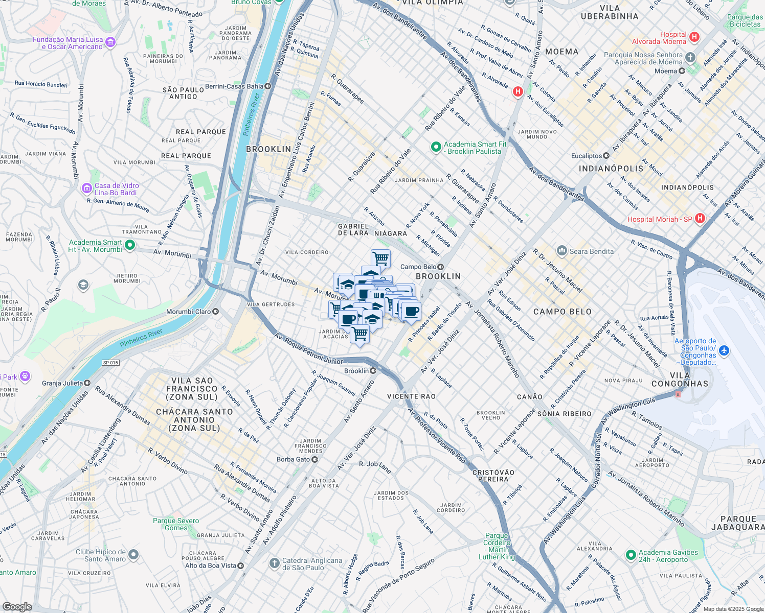 map of restaurants, bars, coffee shops, grocery stores, and more near 182 Rua Álvaro Rodrigues in São Paulo