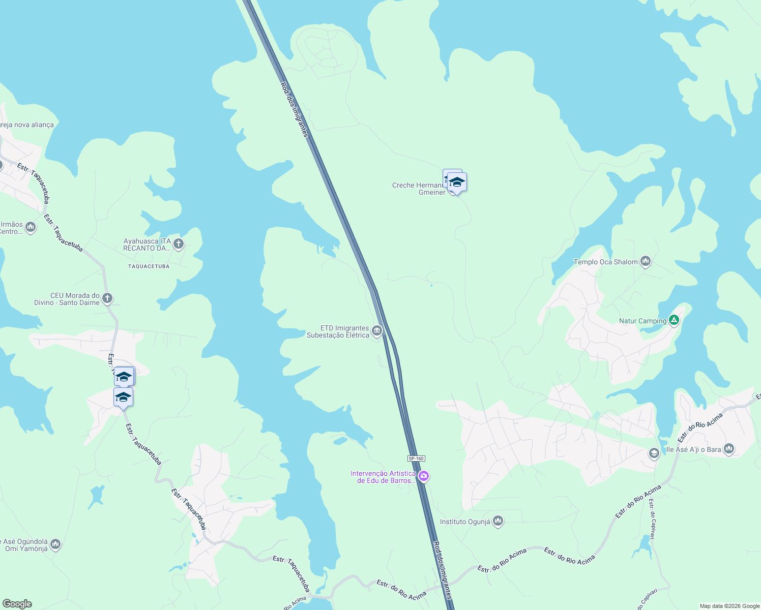 map of restaurants, bars, coffee shops, grocery stores, and more near Rodovia dos Imigrantes in São Bernardo do Campo
