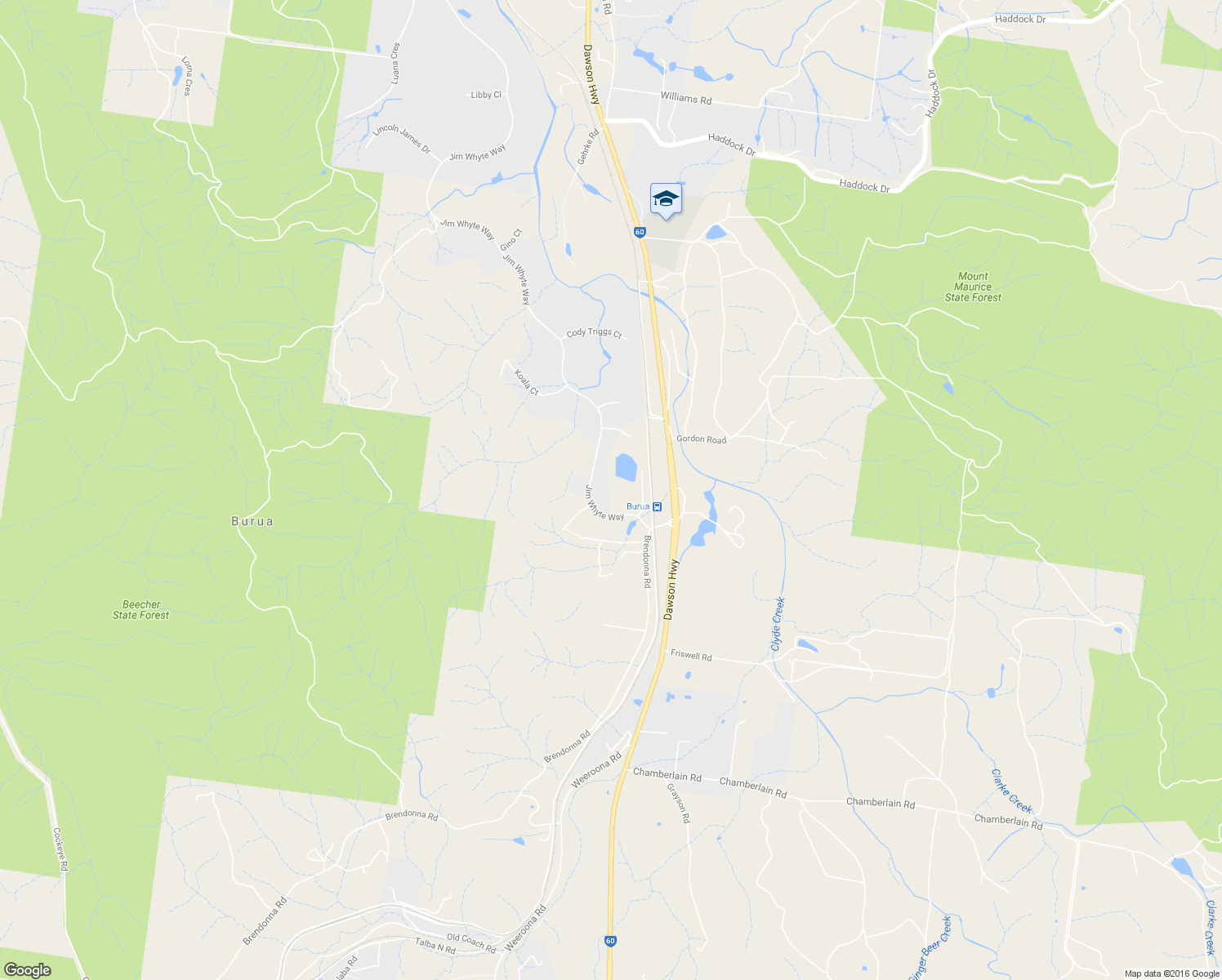 map of restaurants, bars, coffee shops, grocery stores, and more near LOT 4 Brendonna Road in Burua