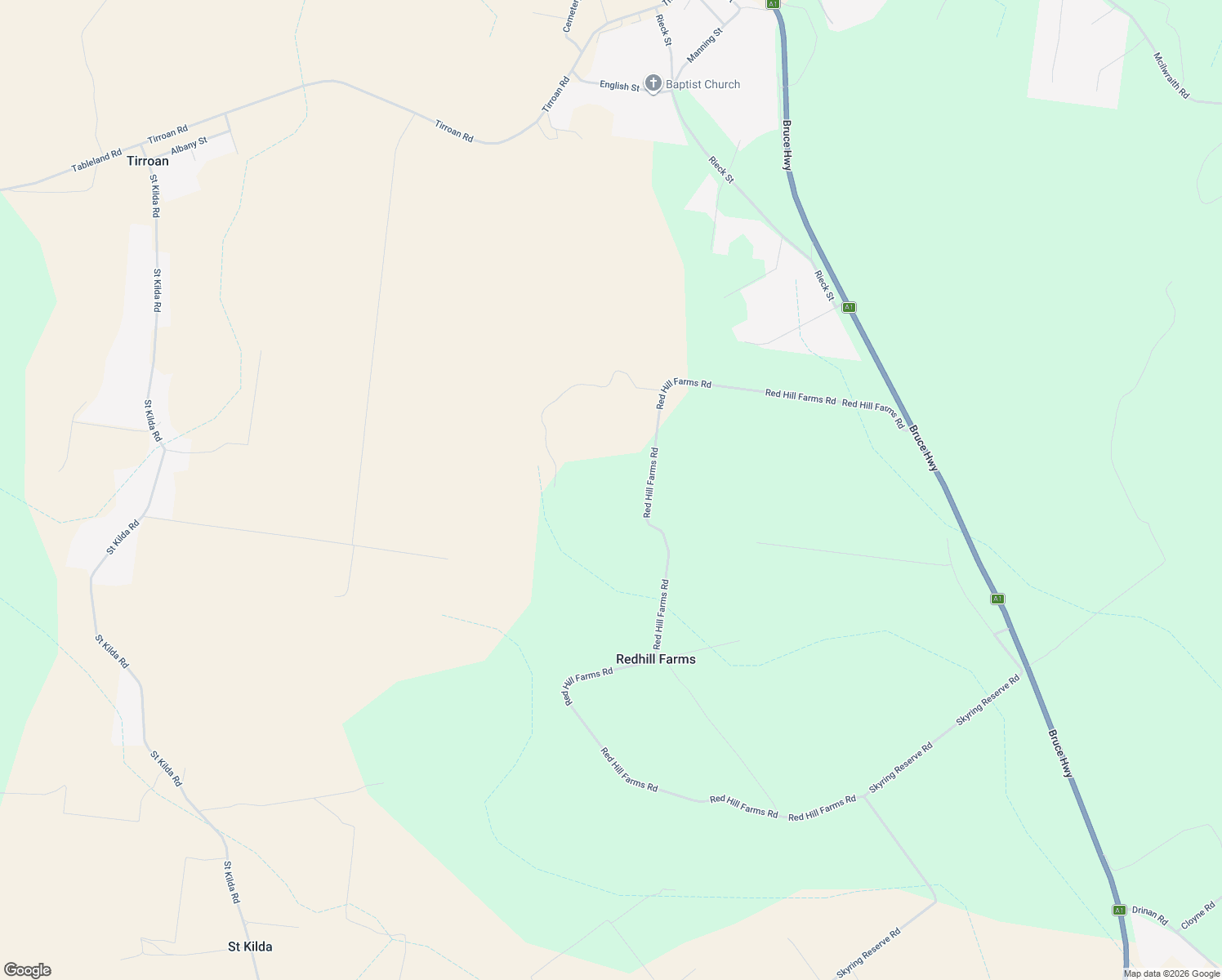 map of restaurants, bars, coffee shops, grocery stores, and more near LOT 2 Red Hill Farms Rd in Redhill Farms