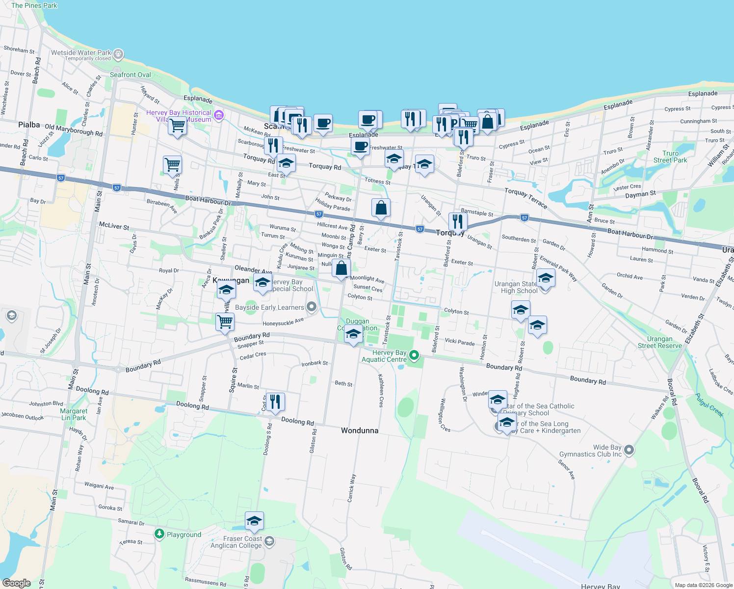 map of restaurants, bars, coffee shops, grocery stores, and more near 20 Colyton Street in Torquay