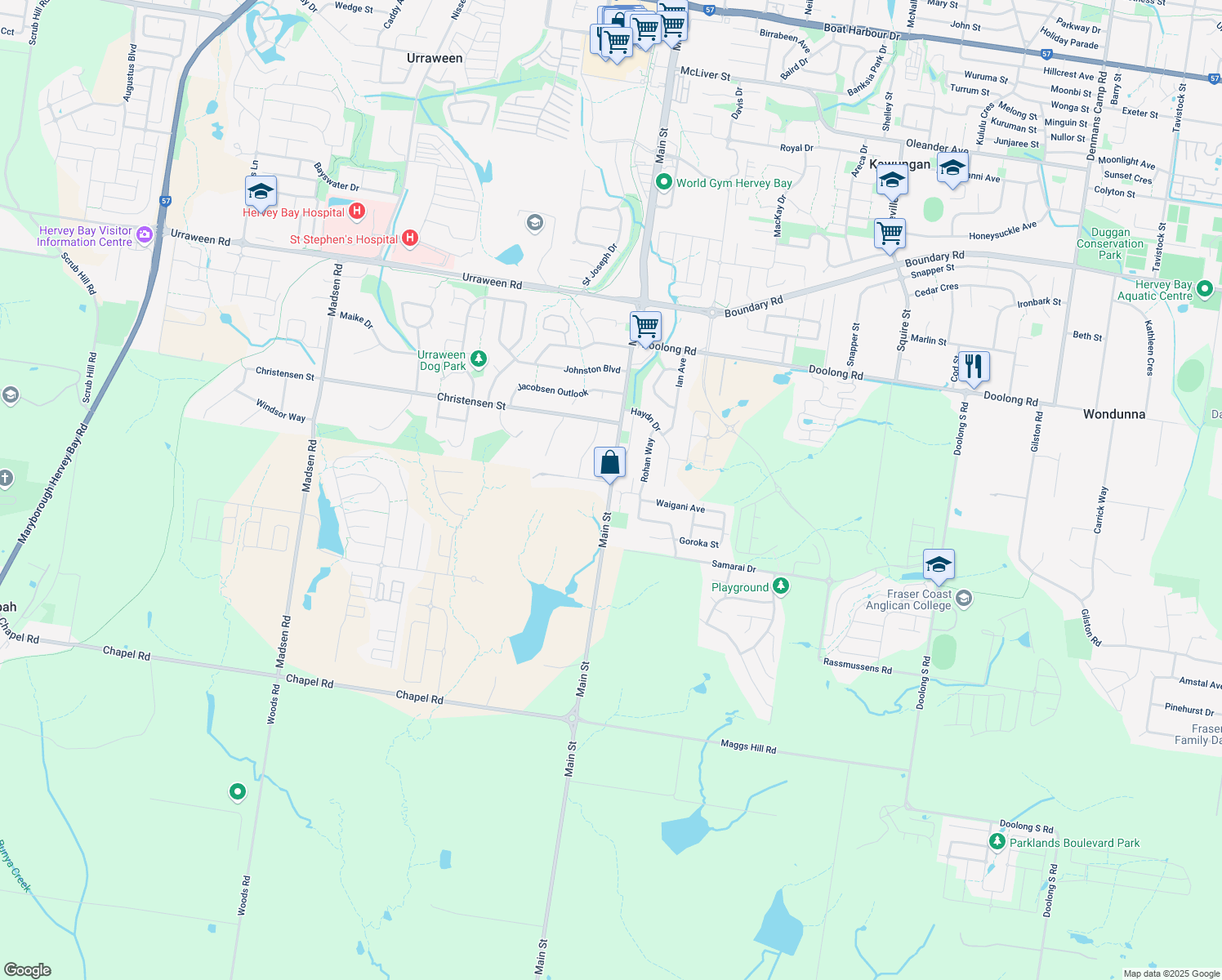 map of restaurants, bars, coffee shops, grocery stores, and more near 366 Main Street in Kawungan